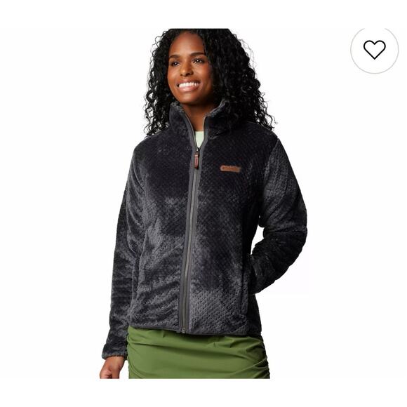 Columbia Women's Fire Side II Sherpa Full Zip Fleece Black Gray Size Large - Picture 1 of 6